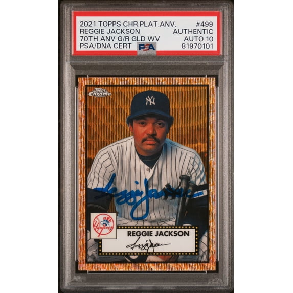 Reggie Jackson 2021 Topps Chrome Gold Signed Card #499 Auto Graded PSA 10 23/50