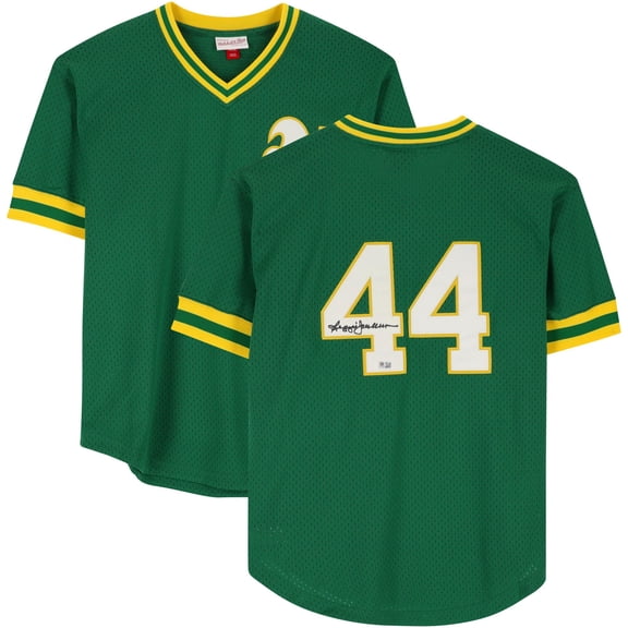 Reggie Jackson Oakland Athletics Autographed Green Mitchell & Ness Replica Batting Practice Jersey