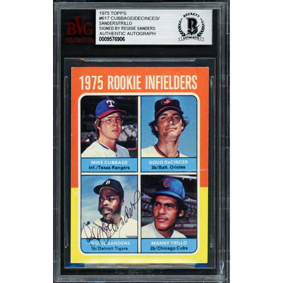 Reggie Sanders Autographed 1975 Topps Rookie Card #617 Detroit Tigers Beckett BAS #9576906