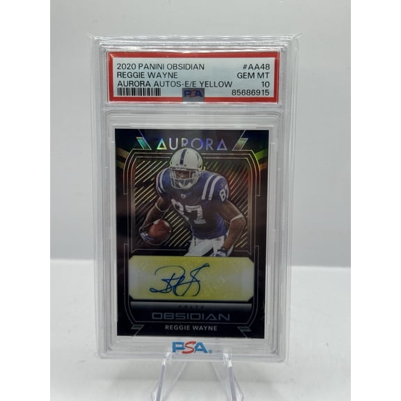 Reggie Wayne Auto Electric Etch Yellow 03/15 PSA 10 2020 Panini Obsidian #48