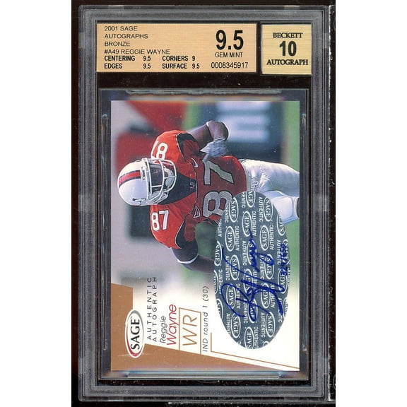Reggie Wayne Rookie 2001 SAGE Autographs Bronze #A49 BGS 9.5 (9.5 9 9.5 9.5)