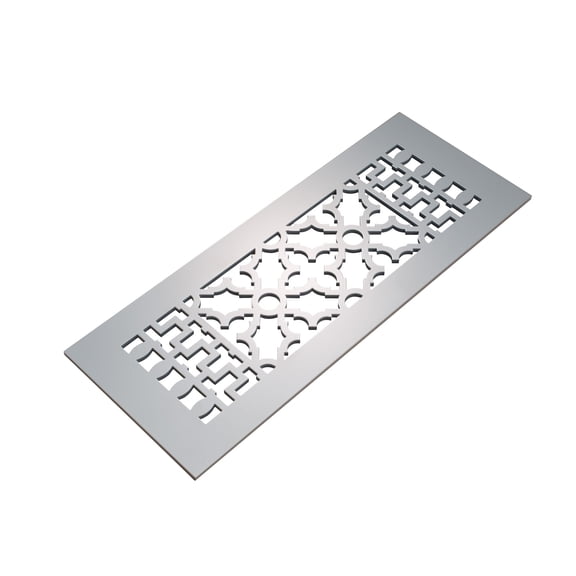 Reggio Registers 612-ASNH Scroll 4" X 10" Aluminum Floor Grille - Silver