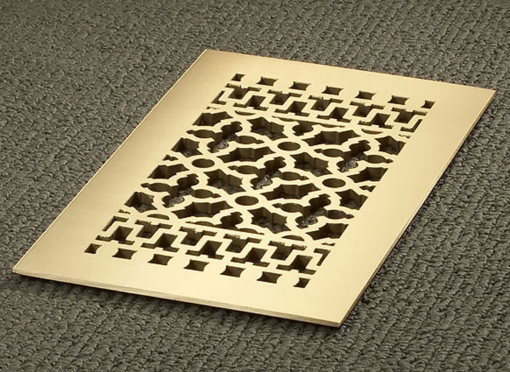 Reggio Registers 814Bnh Scroll Series 6" X 12" Floor Grille Brass