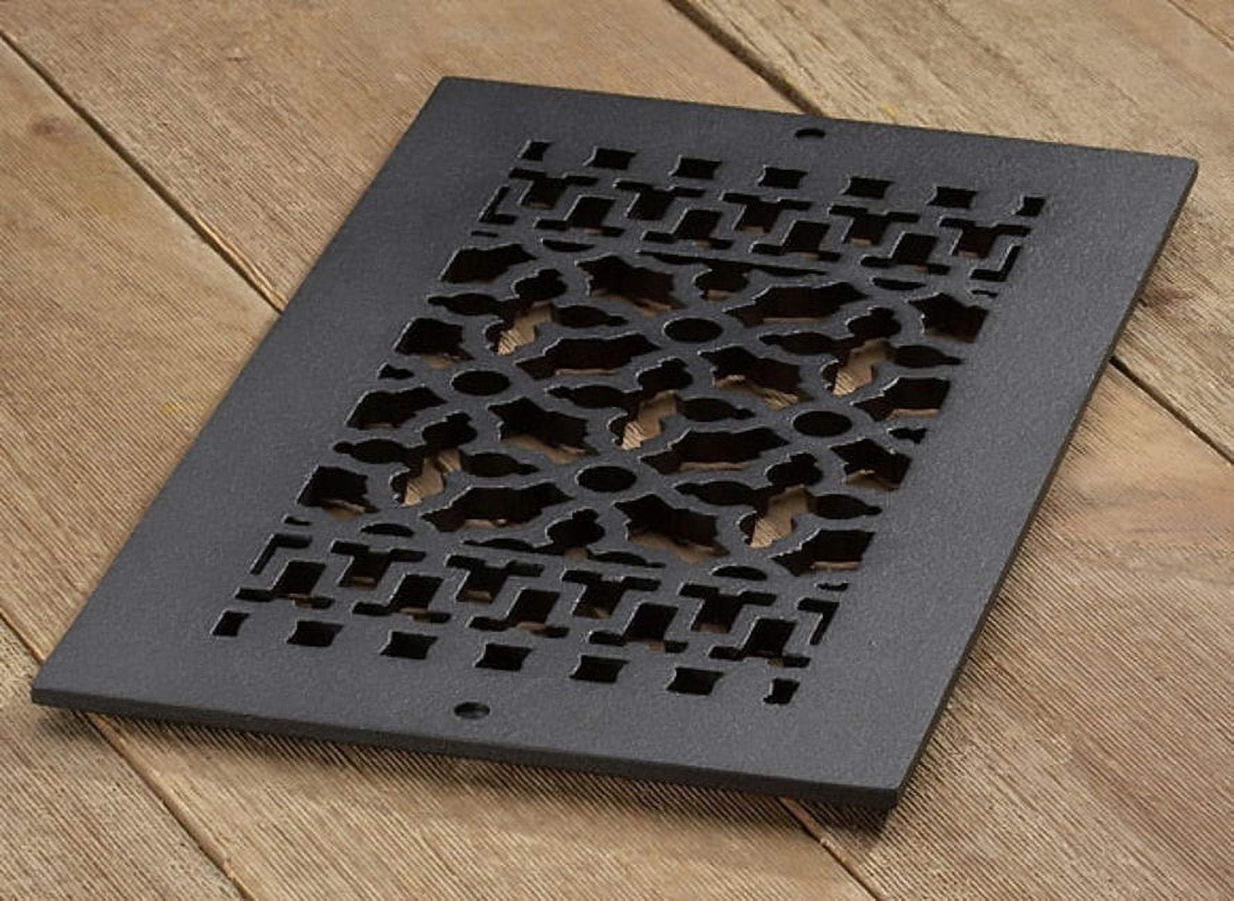 Scroll Pattern Black Cast Iron Floor Grille 12" x 6"