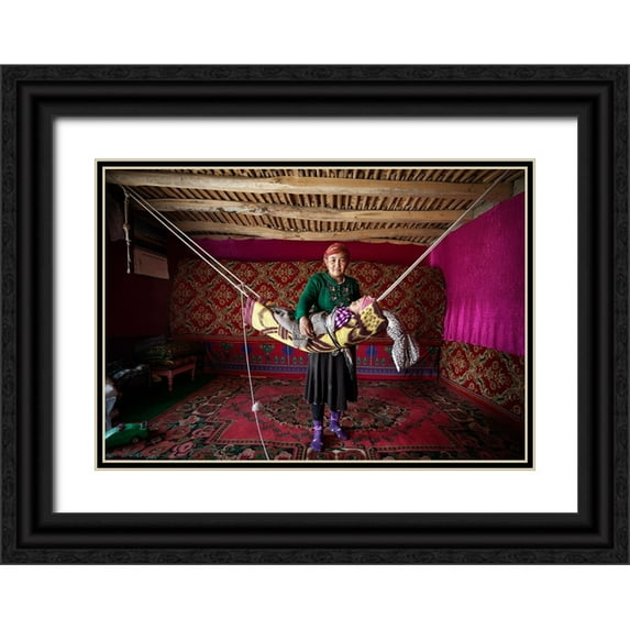 Reggy 32x23 Black Ornate Wood Framed with Double Matting Museum Art Print Titled - The Proud Mother