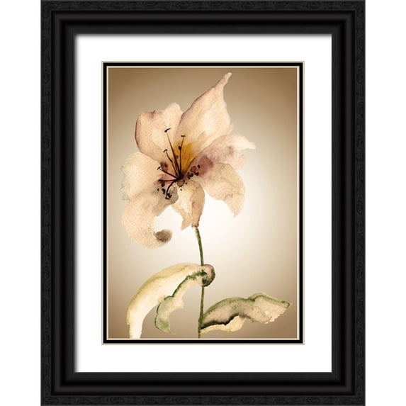 Regina 14x18 Black Ornate Wood Framed with Double Matting Museum Art Print Titled - Blossom in Sienna II