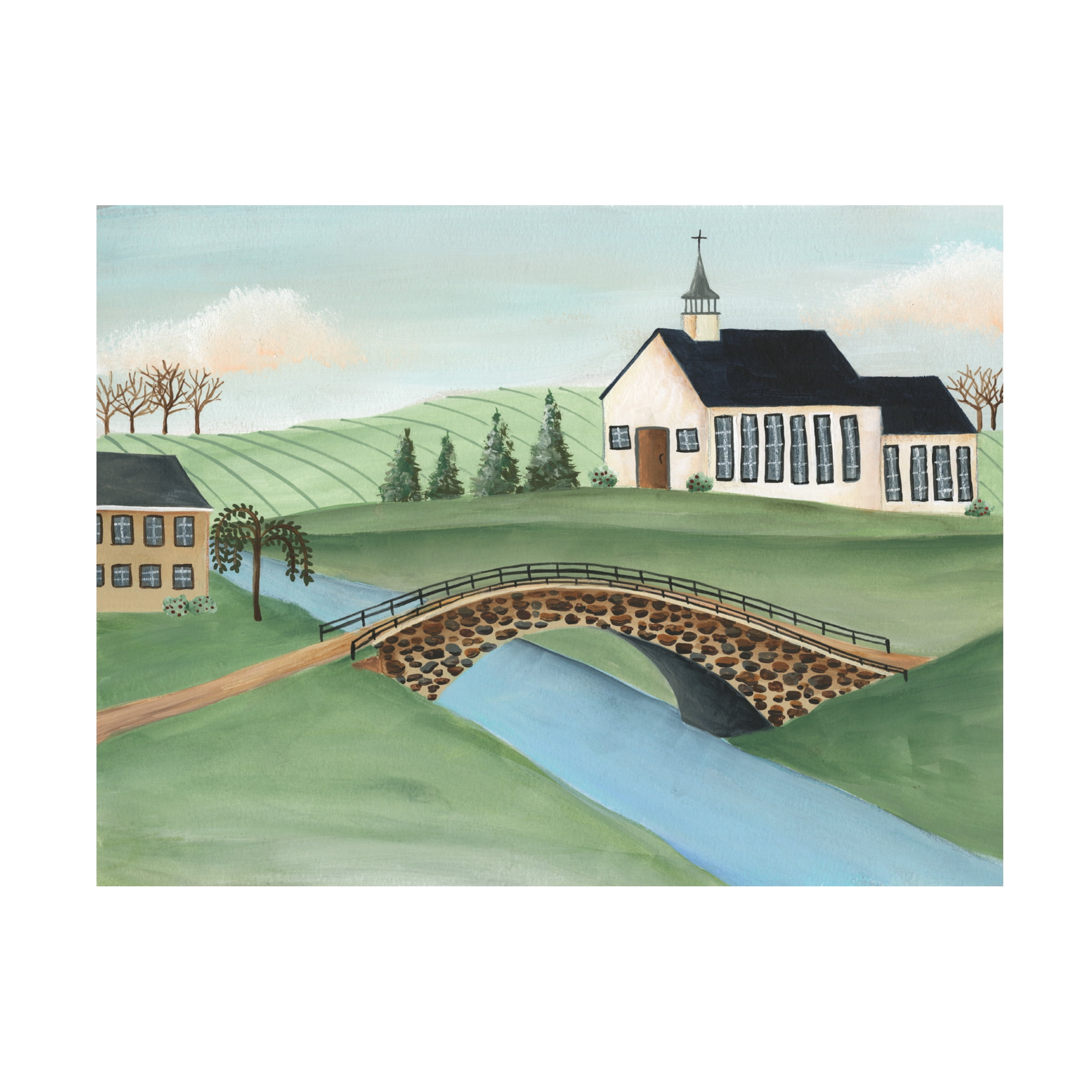 Regina Moore 'Folk Church Scene I' Canvas Art