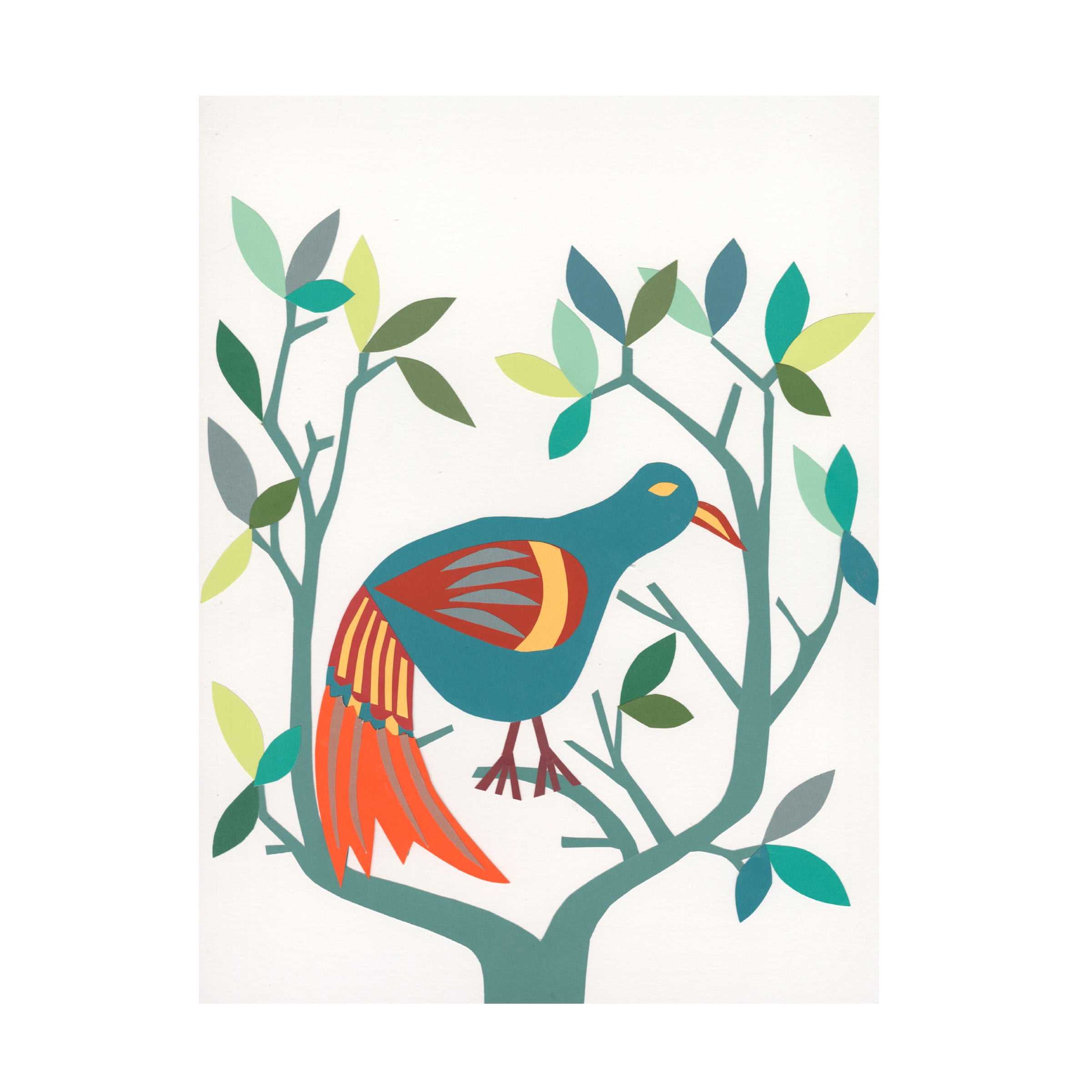 Colorful Bird Illustration on Canvas with Wooden Frame