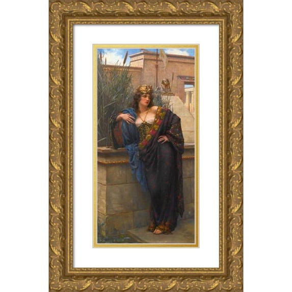 Reginald Arthur 14x24 Gold Ornate Framed and Double Matted Museum Art Print Titled - Pharaoh's Daughter (1896)