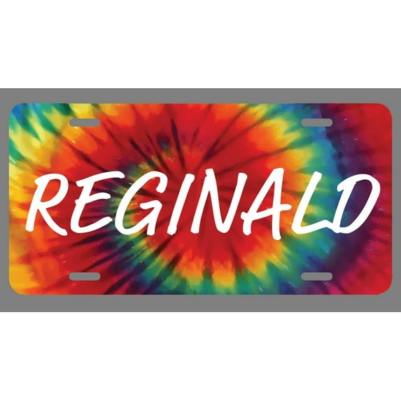 Reginald Name Tie Dye Style License Plate Tag Vanity Novelty Metal | UV Printed Metal | 6-Inches By 12-Inches | Car Truck RV Trailer Wall Shop Man Cave | NP1825
