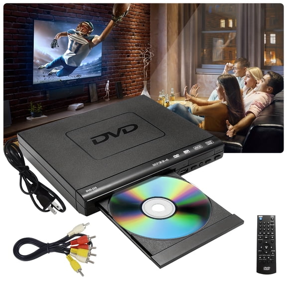 Region Free DVD Player for TV, 1080P HD, USB, AV Out, Smart Error Correction, Easy Use for Elderly, Remote Control