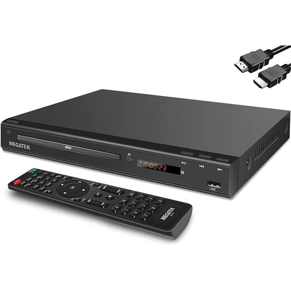 Region-Free HDMI DVD Player for TV, Compact CD/DVD Player for Smart TV, USB Port, Plays All Region DVDs & Multi Formats, Metal Housing, HDMI/RCA Cables & Remote Included