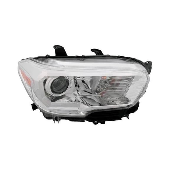 RH H/LMP ASSY COMP; HALOGEN; W/O LED DRL; W/O FOG LAMPS; CHR BEZEL TACOMA 201618