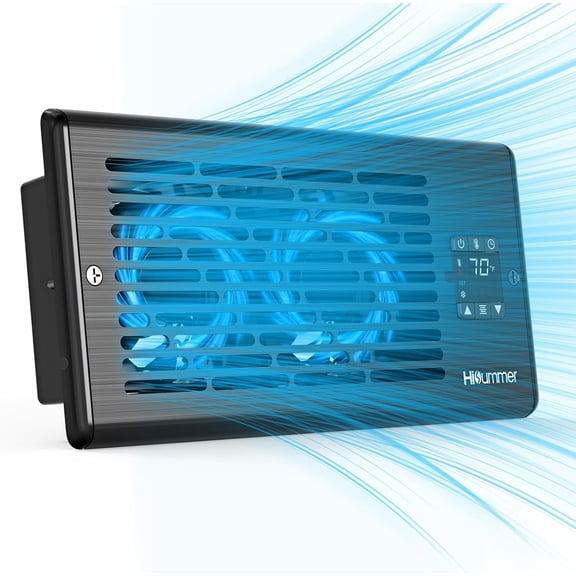 Register Booster Fan for 4" x 10" Floor Register, Quiet 10-Speed Vent Fan Booster with Temp Sensor, 150 CFM Airflow, Improves Heating & Cooling, Remote Control, Only Fits 4x10 Duct Openings