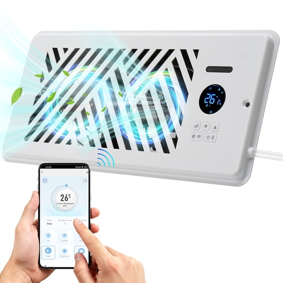 4" x 10" HVAC Vent Booster Register Fan with App Control, 10 Speed Adjustable, 120 CFM Airflow, Whisper Quiet Operation, Built-in Negative Ion Module, Child & Pet Safety Lock for Floor Wall Air Vents