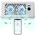 thumbnail image 1 of 4" x 10" HVAC Air Vent Booster Fan, Mobile App Remote Control, 10 Adjustable Wind Speeds, 120 CFM Air Output, Low Noise Running, Built-in Negative Ion Component, Safety Lock for Kids & Pets, Fits Wal, 1 of 7