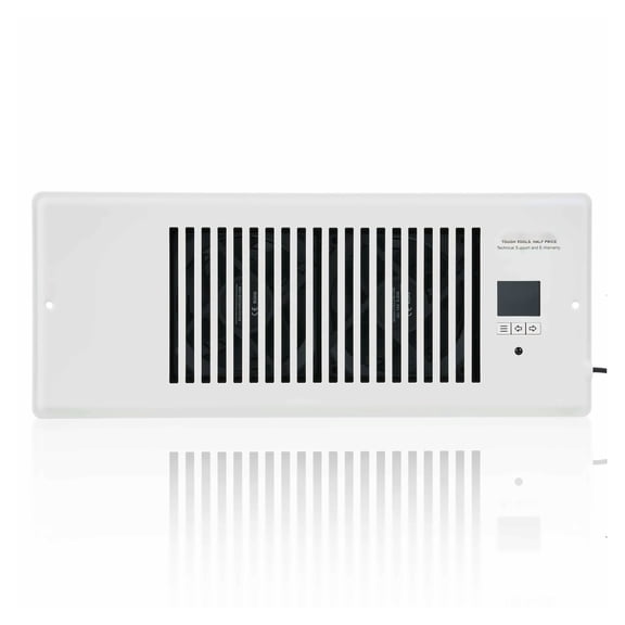 Register Booster Fan 4x12, Quiet Vent Fan with Remote & Thermostat, Adjustable Speed HVAC Booster, Smart Vent for Heating Cooling - White