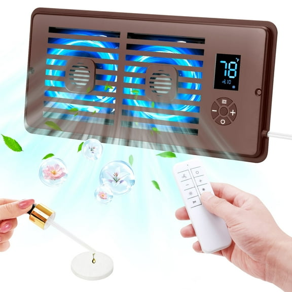 Register Booster Fan Fits 4" x 10" Register Holes, 10-Speed Smart Thermostat AC Vent Fan with Timer Setting and Aroma Function, Air Vents Fans with Remote Control Cooling & Heating for Floor, Wall