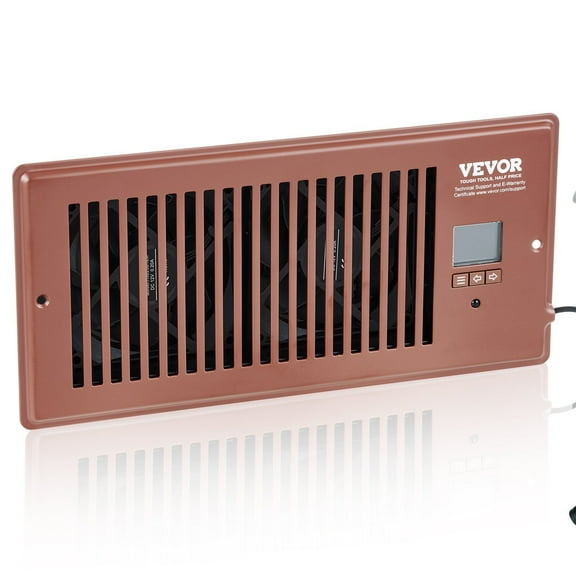 4' x 10' Register Booster Fan with Remote & Thermostat Adjustable Speed Quiet Ventilation for HVAC, Heating & Cooling, Smart Air Vent Booster (Brown)