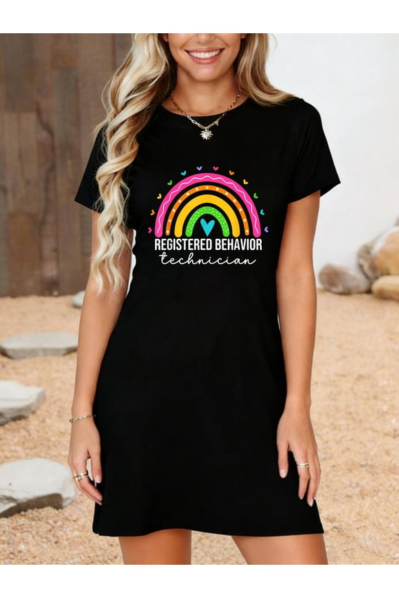 Registered Behavior Technician RBT Behavioral ABA Therapist T-Shirt Dress Casual Summer Dress Everyday Outfit