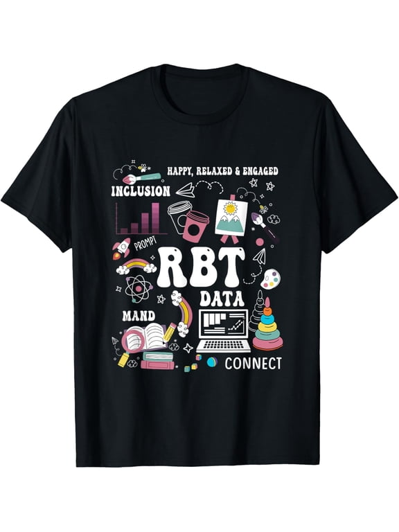 Registered Behavior Technician RBT Behavioral Therapist Data T-ShirtMen's and women's gift, black and white T-shirt, size: Extra large S-4XL