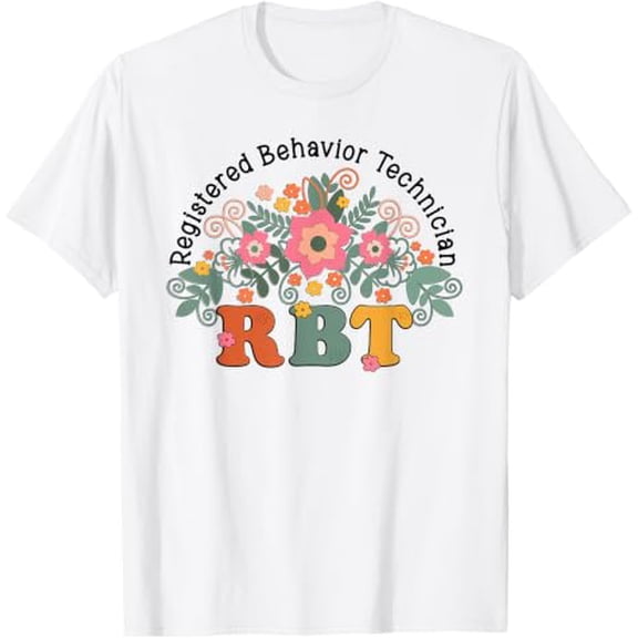 Registered Behavior Technician RBT Groovy Wildflowers T-Shirt