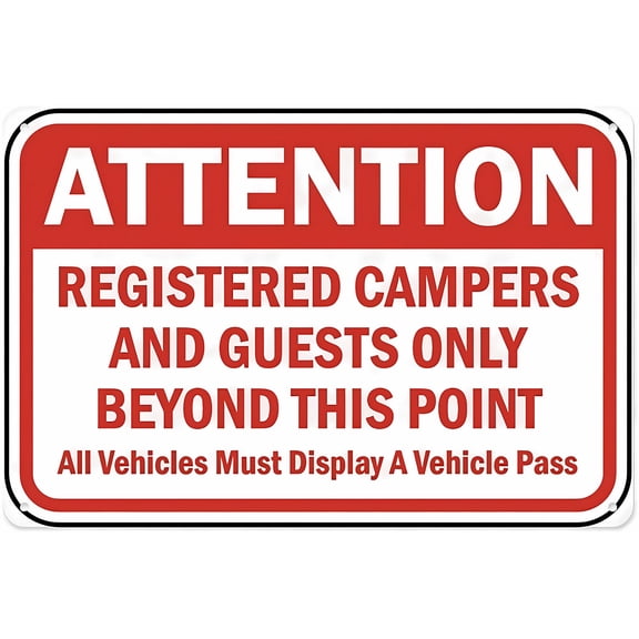 Registered Campers And Guests Only Sign - 12×8 Inches, Aluminum Tin Warning, Home Outdoor Garden Campground Decor