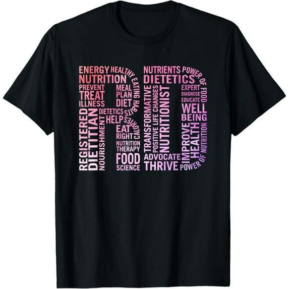 Registered Dietitian T-Shirt Registered Dietitian Gift T-ShirtMen and women, Black T-shirt, size: Extra large S-4XL