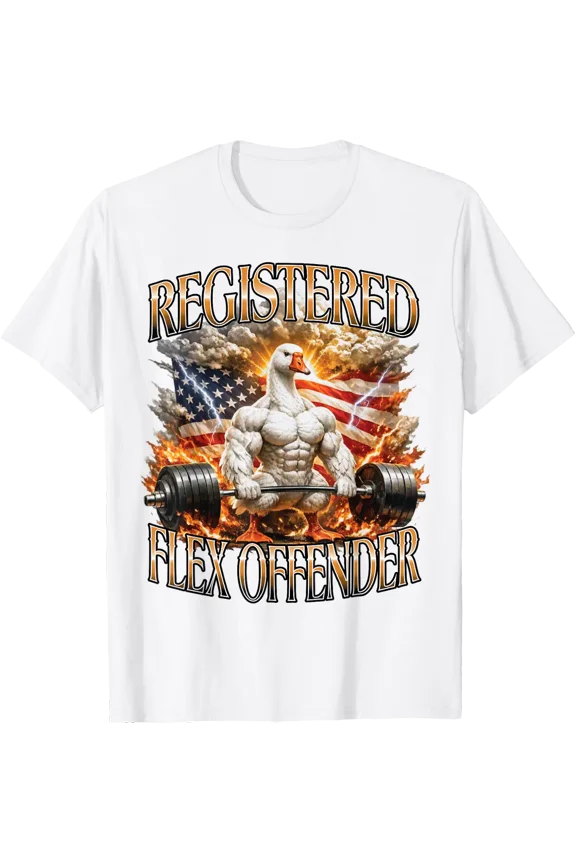 Registered Flex Offender Muscular Goose Gym Workout T-Shirt