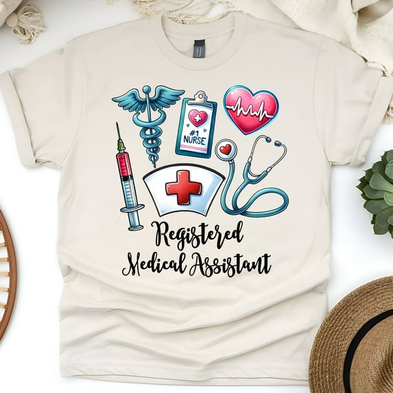 Registered Medical Assistant Shirt | RMA Healthcare Pride Tee, Natural, Size M