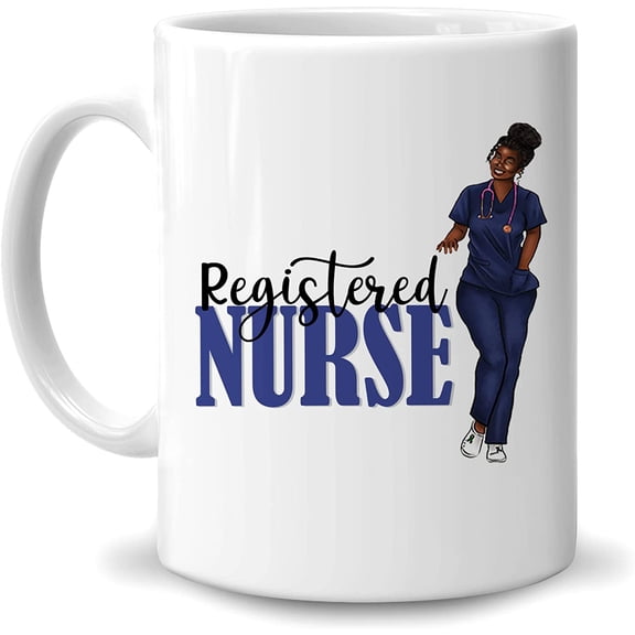 Registered Nurse 11oz White Ceramic Coffee Tea Mug, Gifts For Women, For Melanated Women, Registered Nurses, Healthcare Workers, Medical Workers, On Birthday, Nurse Day, Holiday
