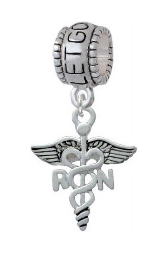 Registered Nurse Caduceus - Let Go Let God Charm Bead
