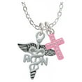 thumbnail image 1 of Registered Nurse Caduceus - Light Pink Crystal Cross Sophia Necklace, 18"+1", 1 of 2