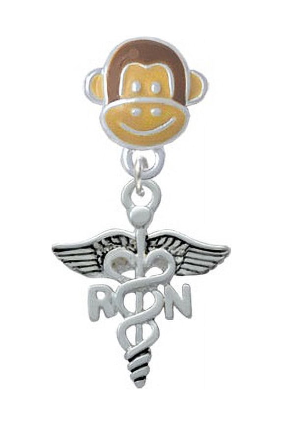 Registered Nurse Caduceus - Monkey Face Charm Bead