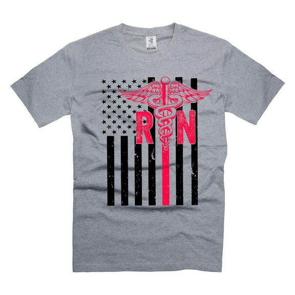 Registered Nurse Flag Shirt Registered Nurse Shirts RN Flag Shirt Nurse Patriotic Tee (Small Grey)