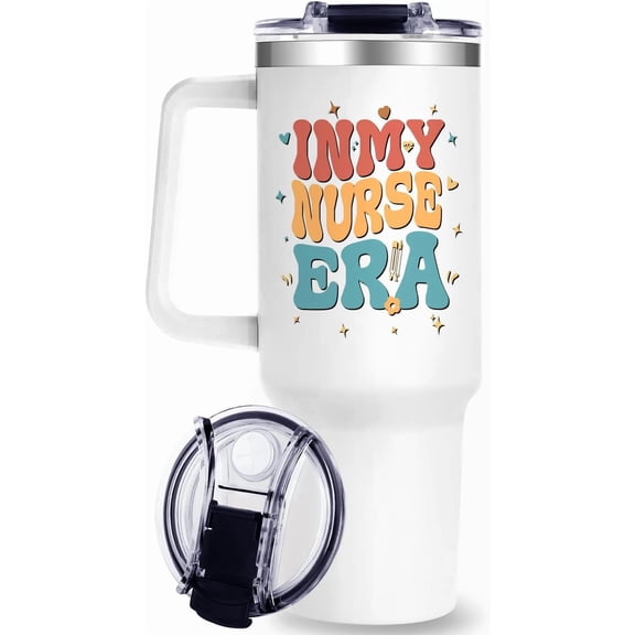 Registered Nurse Gifts for Women, 40oz Nurse Tumbler with Handle, Nurses Graduation Appreciation Gifts, Drinking Cup Gift for Registered Nurses Gift for Nursey Week