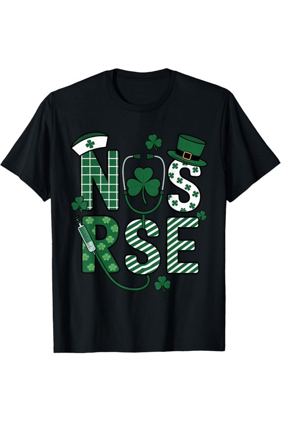 Registered Nurse Irish St Patricks Day Shamrock Stethoscope T-Shirt