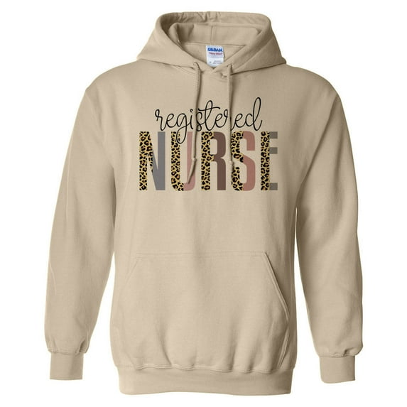 Registered Nurse Leopard Print Hoodie Sweatshirt Unisex Medium Sand