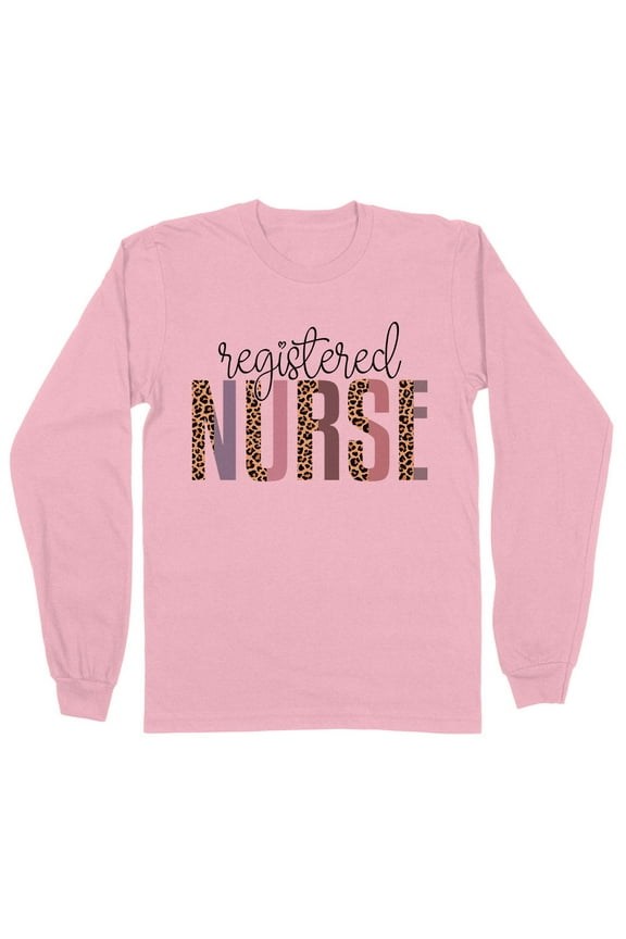 Registered Nurse Leopard Print Long Sleeve Shirt Unisex Large Pink