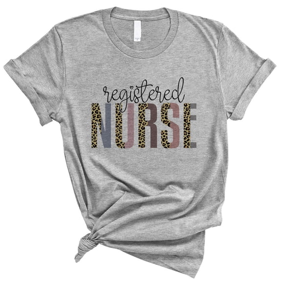 Registered Nurse Leopard Print Shirt Unisex Large Grey