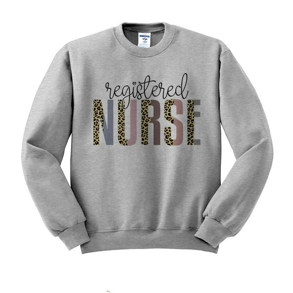 Registered Nurse Leopard Print Sweatshirt Unisex Large Grey