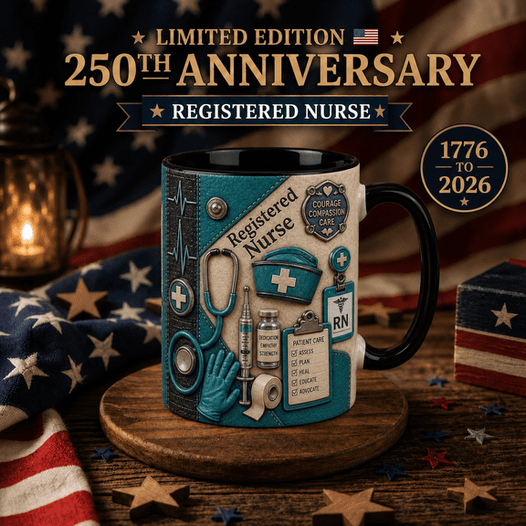 Registered Nurse Mug 3D Effect 250th Anniversary Patriotic Gift for RN 1776-2026