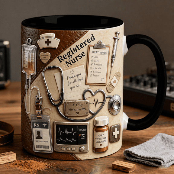 Registered Nurse Mug 3D Effect, RN Appreciation Gift Coffee Cup for Nurses