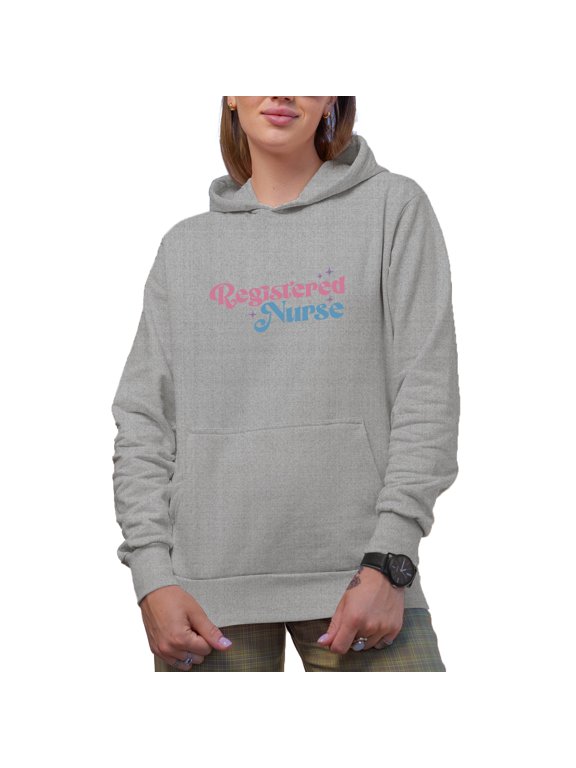 Registered Nurse, Nursing Professional Merch Gift, Heather Grey Hooded Sweatshirt or Hoodie, XL