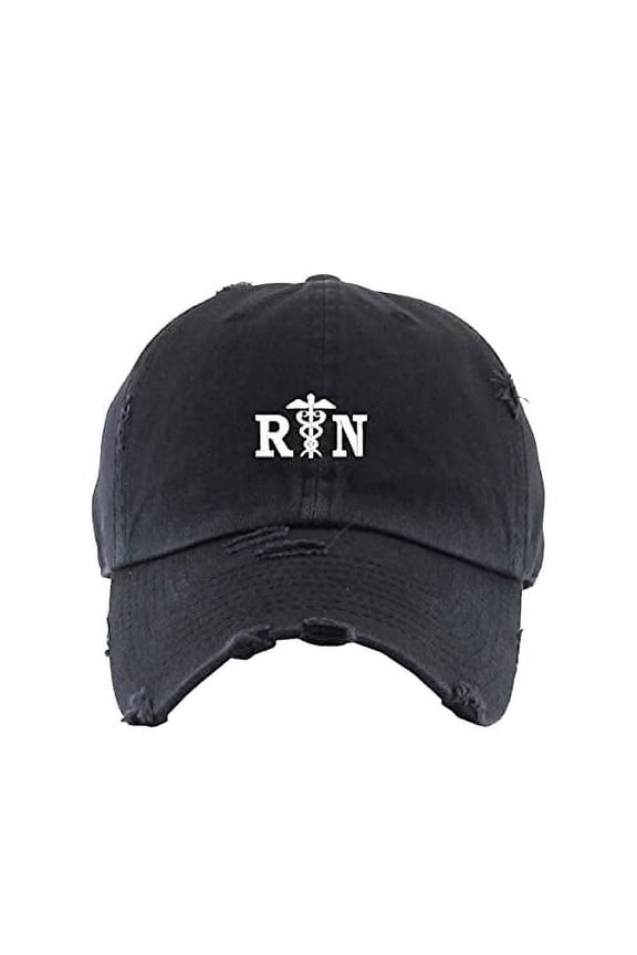 Registered Nurse RN Vintage Baseball Cap Embroidered Cotton Adjustable Distressed Dad Hat Brush Black
