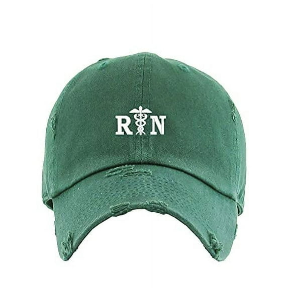 Registered Nurse RN Vintage Baseball Cap Embroidered Cotton Adjustable Distressed Dad Hat Hunter Green