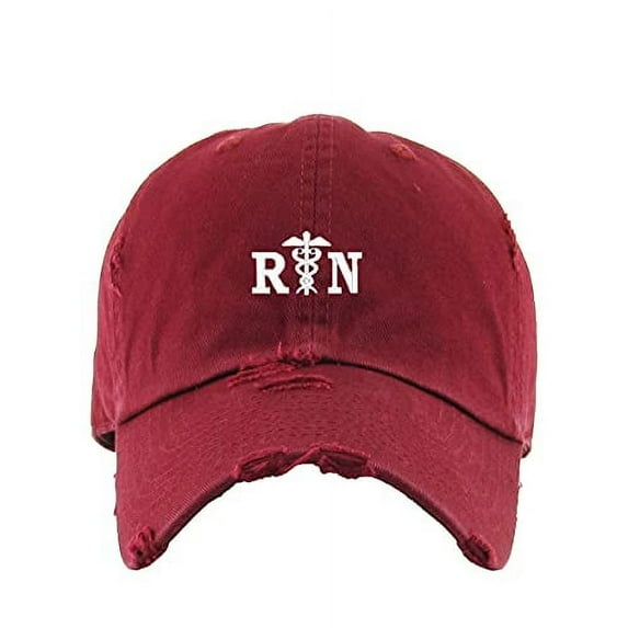 Registered Nurse RN Vintage Baseball Cap Embroidered Cotton Adjustable Distressed Dad Hat Maroon