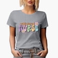 thumbnail image 1 of Registered Nurse, Retro Groovy Text & Smiling Flowers Art Merch Gift, Heather Grey T-Shirt, 2XL, 1 of 5