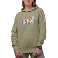 thumbnail image 1 of Registered Nurse, Retro Groovy Text & Smiling Flowers Art Merch Gift, Sand Hooded Sweatshirt or Hoodie, 3XL, 1 of 5