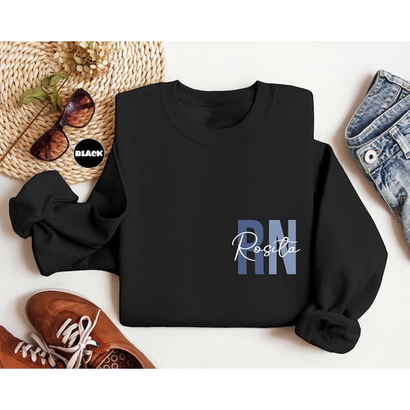 Registered Nurse Sweatshirt With Name, RN Pocket Hoodie, Nurse Life Outfit, Nurse Appreciation Clothing, Cute Nurse Gift